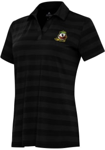 Antigua Oregon Ducks Womens Black Tunnel Short Sleeve Polo Shirt