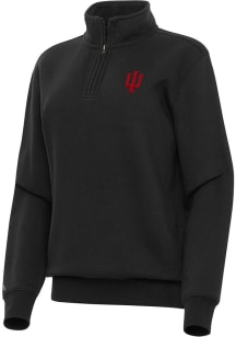 Antigua Indiana Hoosiers Womens Black Victory Qtr Zip