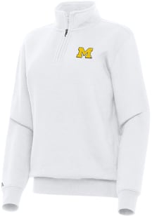 Antigua Michigan Wolverines Womens White Victory Qtr Zip