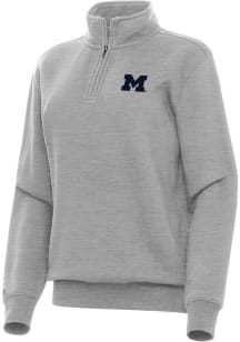 Antigua Michigan Wolverines Womens Grey Victory Qtr Zip