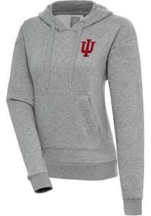 Antigua Indiana Hoosiers Womens Grey Victory Hooded Sweatshirt
