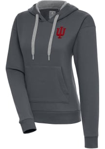 Antigua Indiana Hoosiers Womens Charcoal Victory Hooded Sweatshirt
