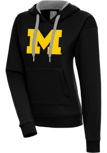 Antigua Michigan Wolverines Womens Black Full Front Victory Hooded Sweatshirt
