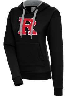 Antigua Rutgers Scarlet Knights Womens Black Full Front Victory Hooded Sweatshirt