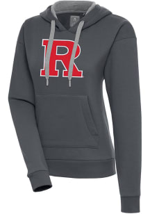 Antigua Rutgers Scarlet Knights Womens Charcoal Full Front Victory Hooded Sweatshirt