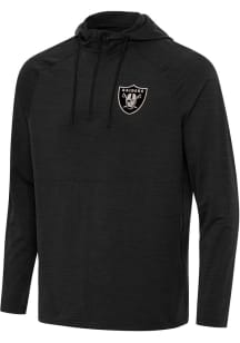 Antigua Las Vegas Raiders Mens Black Carbon Spikes Long Sleeve Qtr Zip Pullover