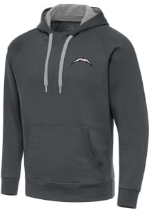 Antigua Los Angeles Chargers Mens Charcoal Carbon Victory Long Sleeve Hoodie