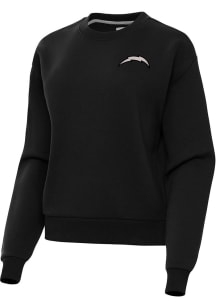 Antigua Los Angeles Chargers Womens Black Carbon Victory Crew Sweatshirt