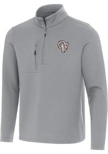 Antigua Los Angeles Rams Mens Grey Carbon Insider Long Sleeve Qtr Zip Pullover