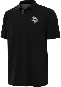 Antigua Minnesota Vikings Mens Black Carbon Era Short Sleeve Polo
