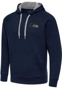 Antigua Seattle Seahawks Mens Navy Blue Carbon Victory Long Sleeve Hoodie