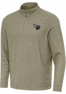 Antigua Tennessee Titans Mens Olive Carbon Subtle Long Sleeve Qtr Zip Pullover