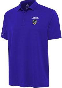 Antigua LA Galaxy Mens Blue 2024 Cup Champions Reprocess Recycled Short Sleeve Polo