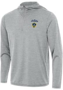 Antigua LA Galaxy Mens Grey 2024 Cup Champions Tidy Long Sleeve Qtr Zip Pullover