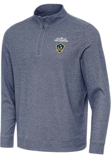 Antigua LA Galaxy Mens Navy Blue 2024 Cup Champions Subtle Long Sleeve Qtr Zip Pullover