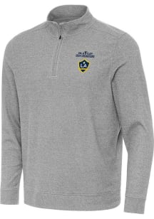 Antigua LA Galaxy Mens Grey 2024 Cup Champions Subtle Long Sleeve Qtr Zip Pullover