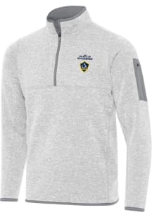 Antigua LA Galaxy Mens Grey 2024 Cup Champions Fortune Long Sleeve Qtr Zip Fashion Pullover