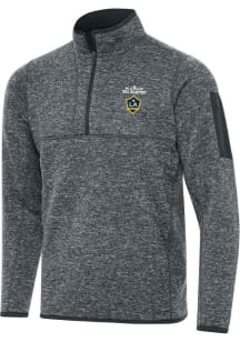 Antigua LA Galaxy Mens Grey 2024 Cup Champions Fortune Long Sleeve Qtr Zip Fashion Pullover