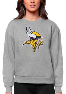 Antigua Minnesota Vikings Womens Grey Full Front Victory Crew Sweatshirt