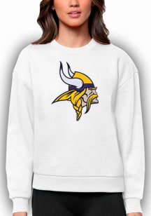 Antigua Minnesota Vikings Womens White Full Front Victory Crew Sweatshirt