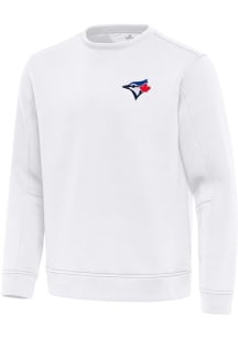 Antigua Toronto Blue Jays Mens White Relevant Long Sleeve Crew Sweatshirt