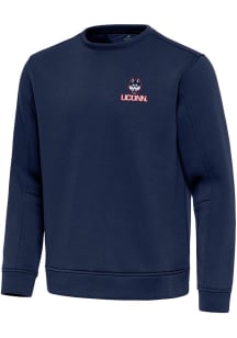 Antigua UConn Huskies Mens Navy Blue Relevant Long Sleeve Crew Sweatshirt