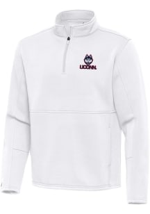 Antigua UConn Huskies Mens White Twist Long Sleeve Qtr Zip Pullover