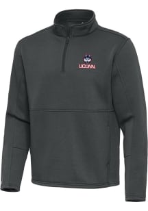 Antigua UConn Huskies Mens Grey Twist Long Sleeve Qtr Zip Pullover