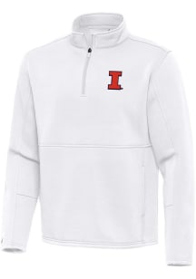 Antigua Illinois Fighting Illini Mens White Twist Long Sleeve Qtr Zip Pullover