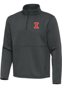 Antigua Illinois Fighting Illini Mens Grey Twist Long Sleeve Qtr Zip Pullover