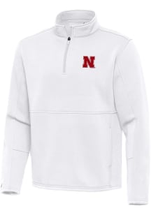 Antigua Nebraska Cornhuskers Mens White Twist Long Sleeve Qtr Zip Pullover