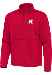 Antigua Nebraska Cornhuskers Mens Red Twist Long Sleeve Qtr Zip Pullover
