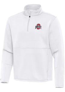 Antigua Ohio State Buckeyes Mens White Twist Long Sleeve Qtr Zip Pullover