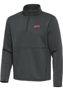 Antigua Ohio State Buckeyes Mens Grey Twist Long Sleeve Qtr Zip Pullover