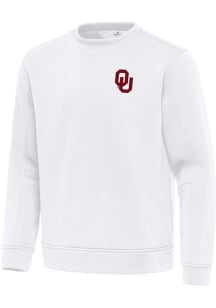 Antigua Oklahoma Sooners Mens White Relevant Long Sleeve Crew Sweatshirt