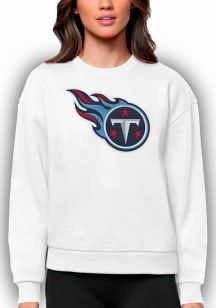 Antigua Tennessee Titans Womens White Full Front Victory Crew Sweatshirt