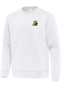 Antigua Oregon Ducks Mens White Relevant Long Sleeve Crew Sweatshirt