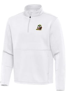 Antigua Oregon Ducks Mens White Twist Long Sleeve Qtr Zip Pullover