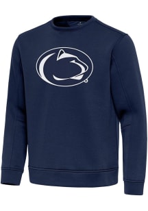 Antigua Penn State Nittany Lions Mens Navy Blue Full Front Relevant Long Sleeve Crew Sweatshirt