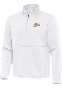 Antigua Purdue Boilermakers Mens White Twist Long Sleeve Qtr Zip Pullover