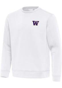 Antigua Washington Huskies Mens White Relevant Long Sleeve Crew Sweatshirt