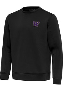 Antigua Washington Huskies Mens Black Relevant Long Sleeve Crew Sweatshirt
