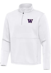 Antigua Washington Huskies Mens White Twist Long Sleeve Qtr Zip Pullover