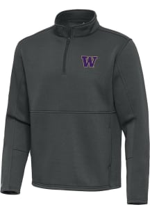 Antigua Washington Huskies Mens Grey Twist Long Sleeve Qtr Zip Pullover
