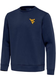 Antigua West Virginia Mountaineers Mens Navy Blue Relevant Long Sleeve Crew Sweatshirt