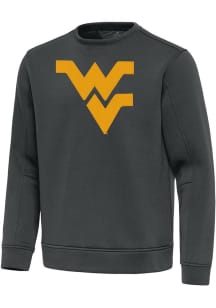 Antigua West Virginia Mountaineers Mens Grey Full Front Relevant Long Sleeve Crew Sweatshirt