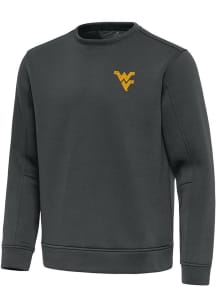 Antigua West Virginia Mountaineers Mens Grey Relevant Long Sleeve Crew Sweatshirt