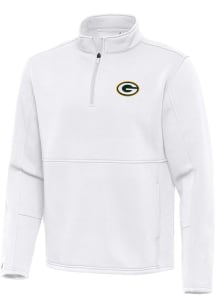 Antigua Green Bay Packers Mens White Twist Long Sleeve Qtr Zip Pullover