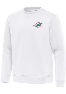 Antigua Miami Dolphins Mens White Relevant Long Sleeve Crew Sweatshirt