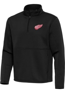 Antigua Detroit Red Wings Mens Black Twist Long Sleeve Qtr Zip Pullover